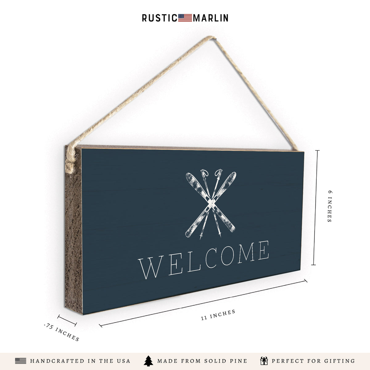 Skis Welcome Twine Sign