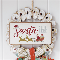 Santa Stop Here Twine Hanging Sign