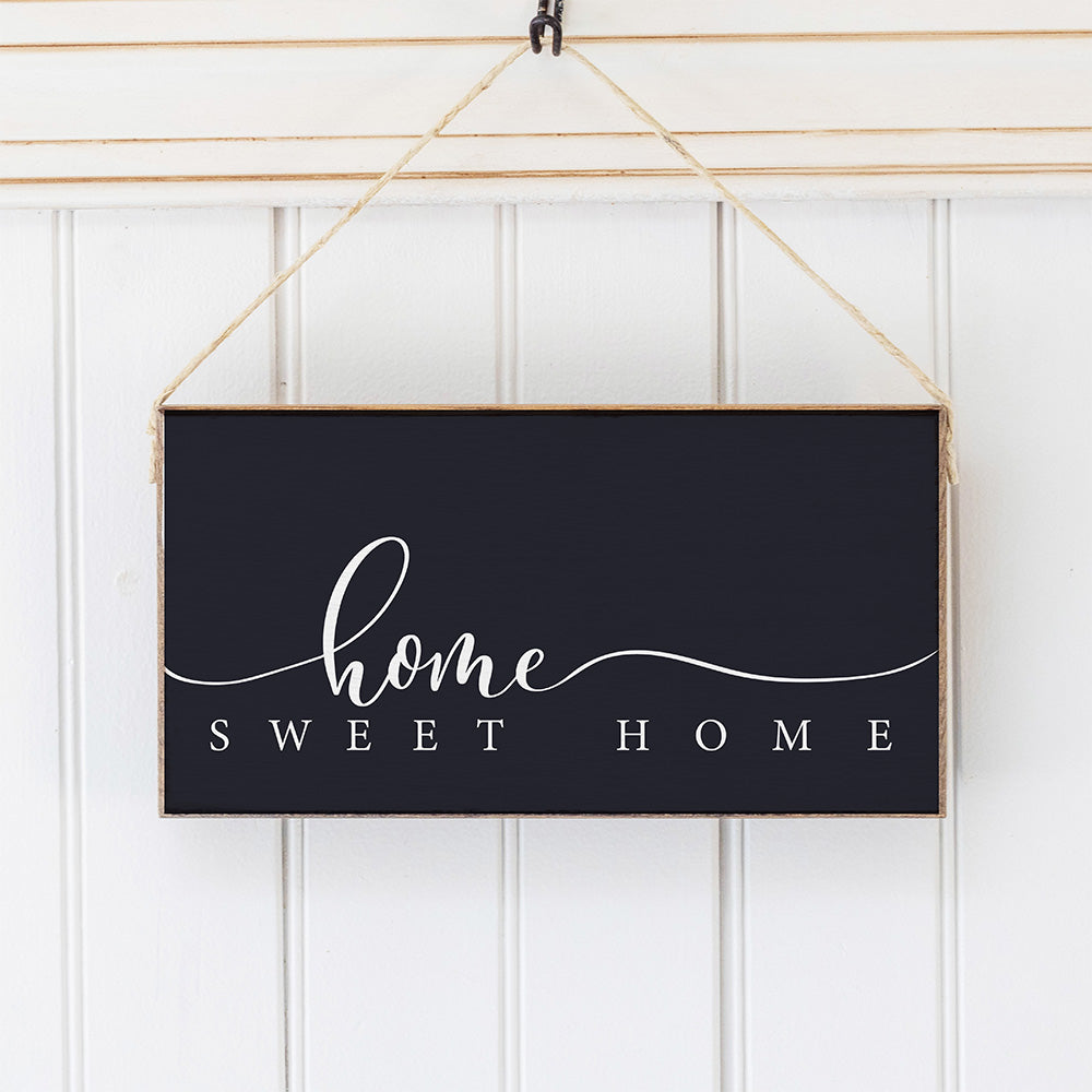 Dark Navy and White Home Sweet Home Twine Hanging Sign