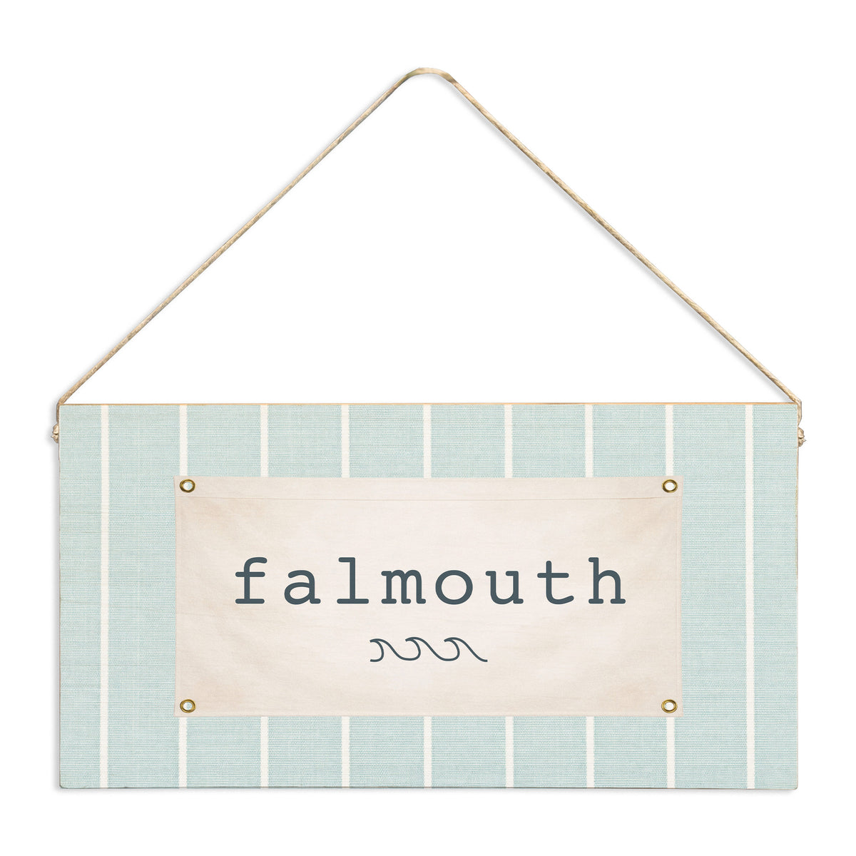 Teal Coastal Flag Personalized Twine Sign