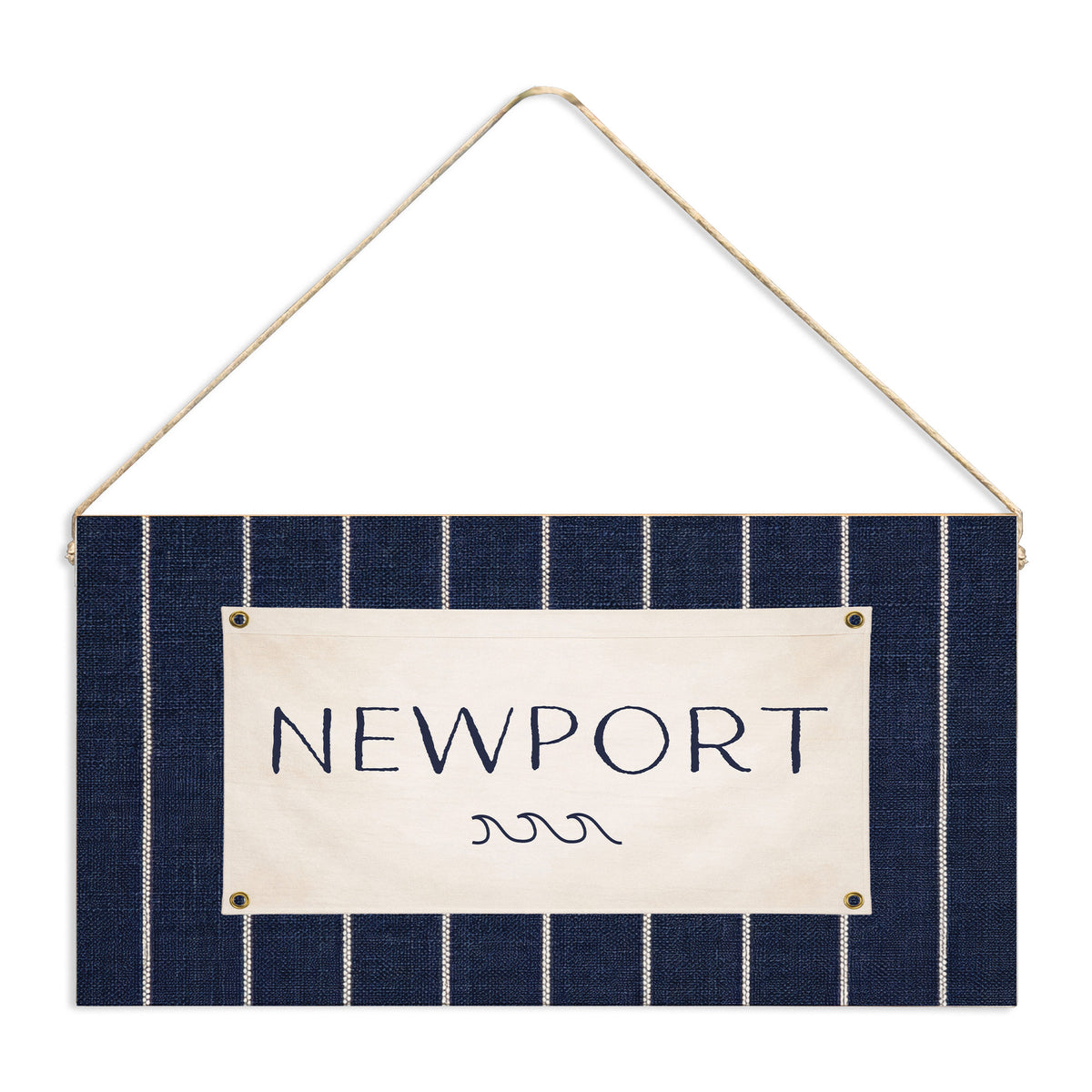 Navy Coastal Flag Personalized Twine Sign