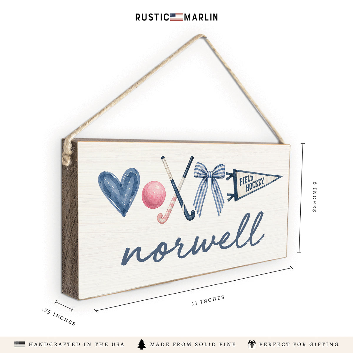 Field Hockey Icons Personalized Twine Sign