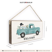Snowmen Truck Personalized Twine Sign