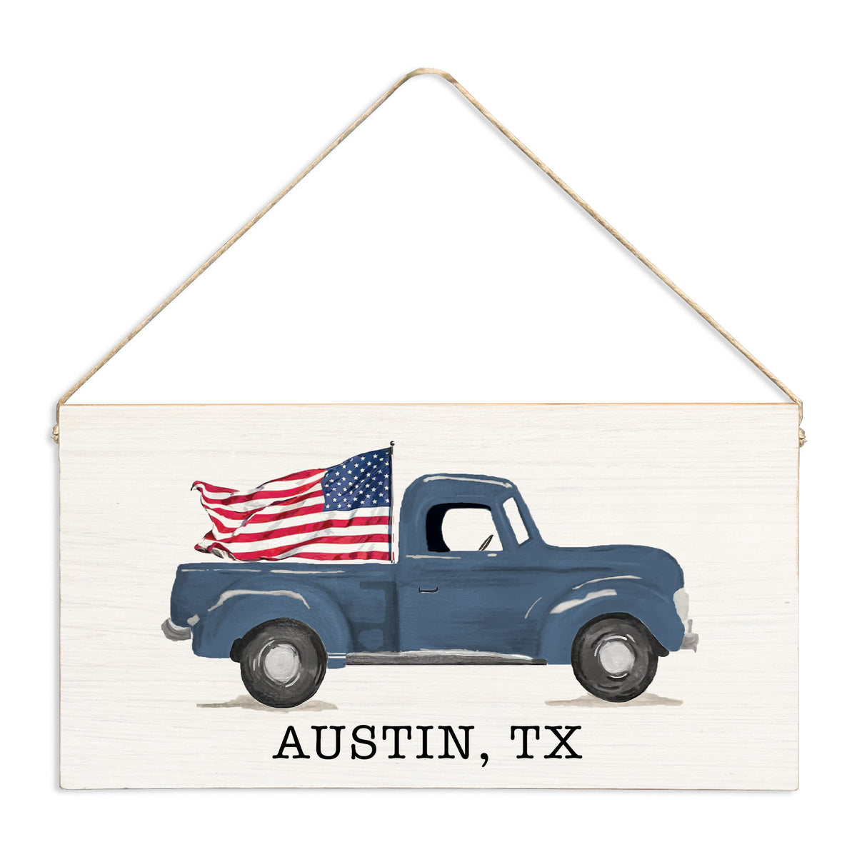 Flag Truck Personalized Twine Sign