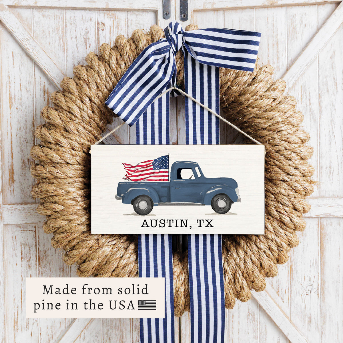 Flag Truck Personalized Twine Sign