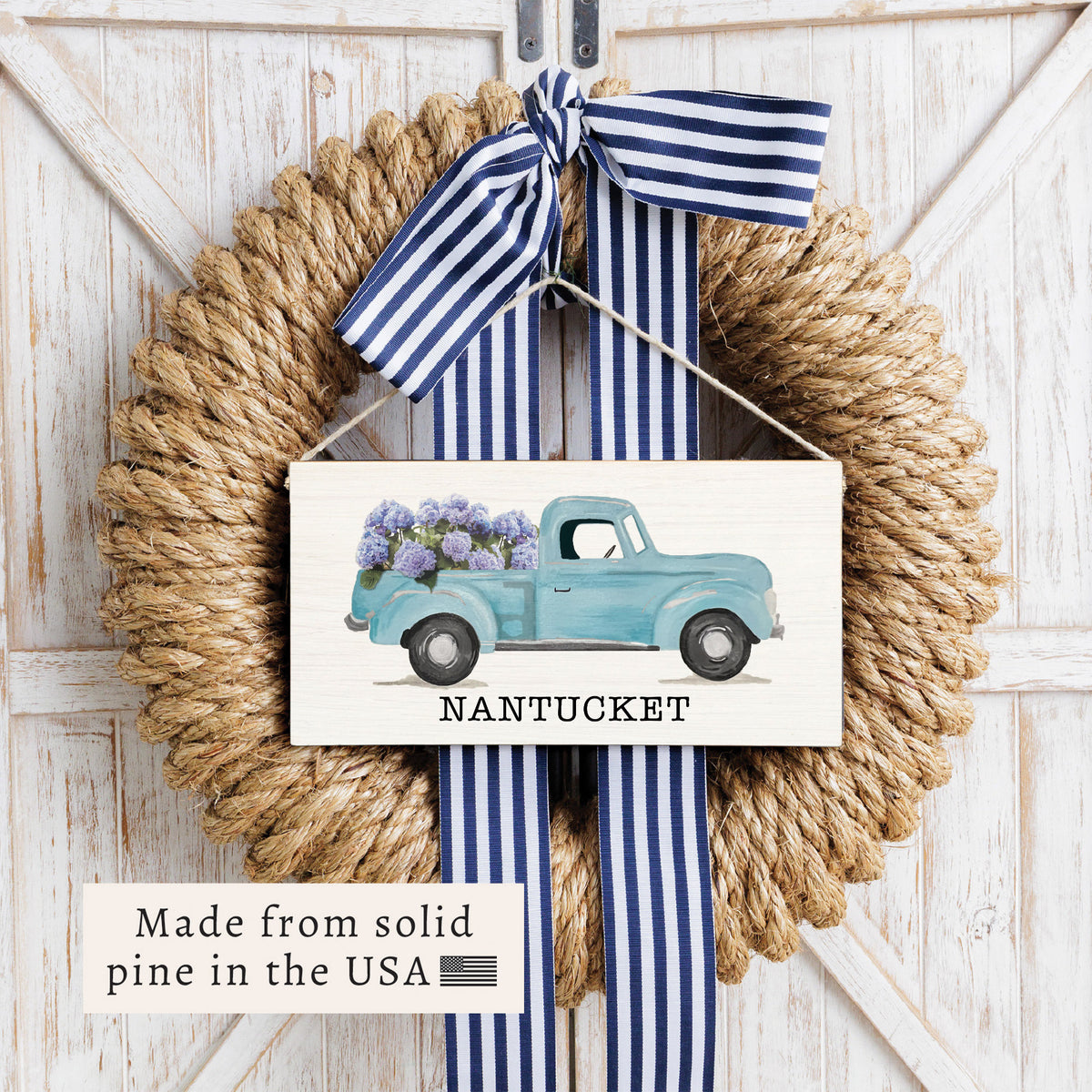 Hydrangea Truck Personalized Twine Sign