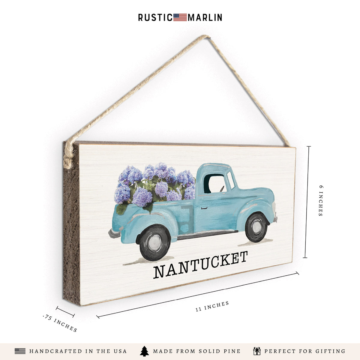 Hydrangea Truck Personalized Twine Sign