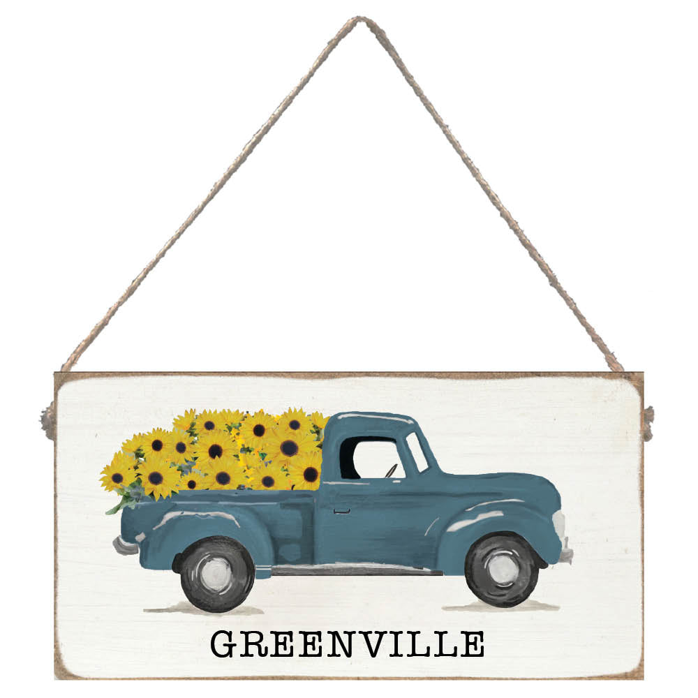 Sunflower Truck Personalized Twine Sign