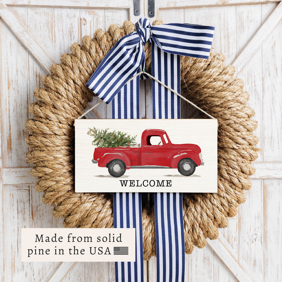 Christmas Tree Truck Personalized Twine Sign