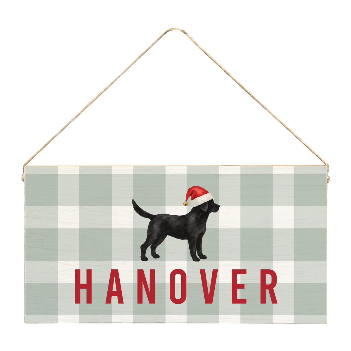 Black Lab Santa Hat Personalized Twine Sign