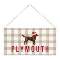 Chocolate Lab Santa Hat Personalized Twine Sign