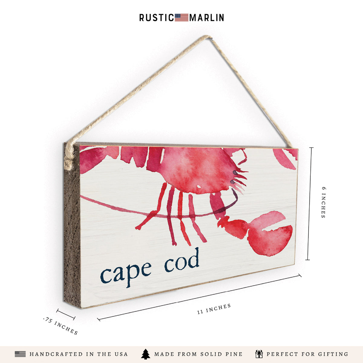 Lobster Watercolor Personalized Twine Sign