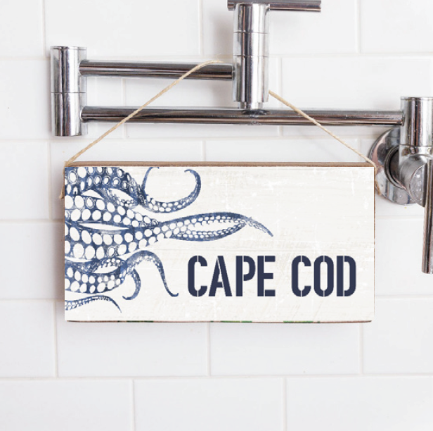 Personalized Indigo Octopus Twine Hanging Sign