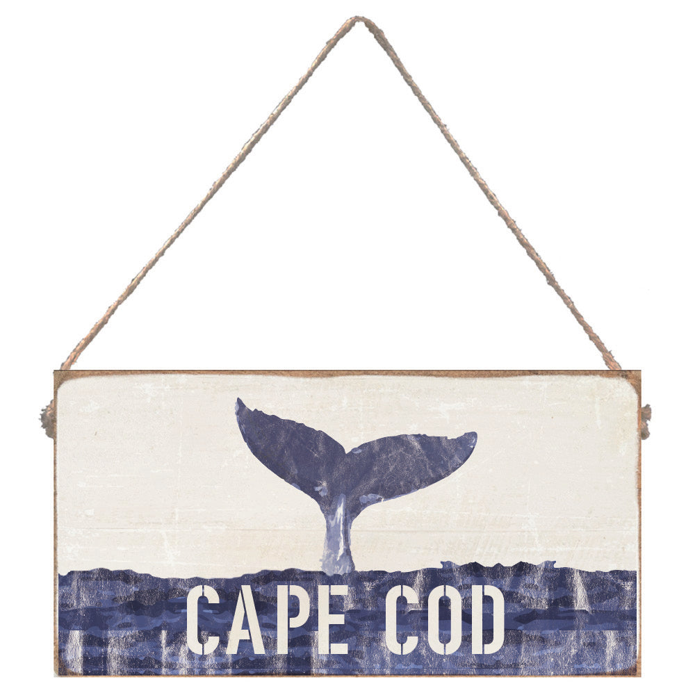 Indigo Whale Tail Personalized Twine Sign