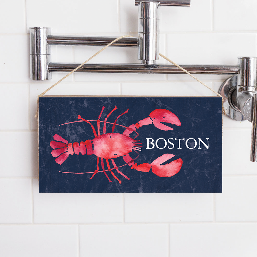 Personalized Navy Lobster Twine Hanging Sign