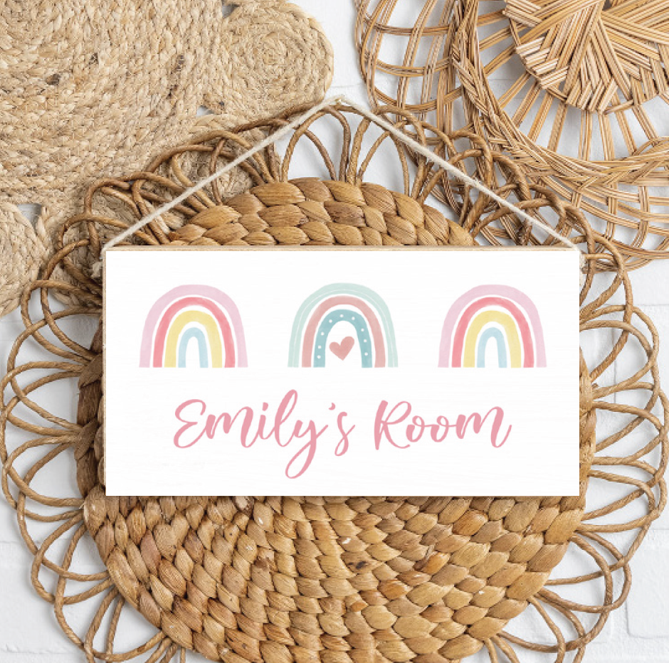Personalized Rainbows Hanging Sign