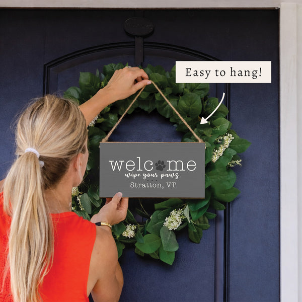 Wipe Your Paws Personalized Twine Sign