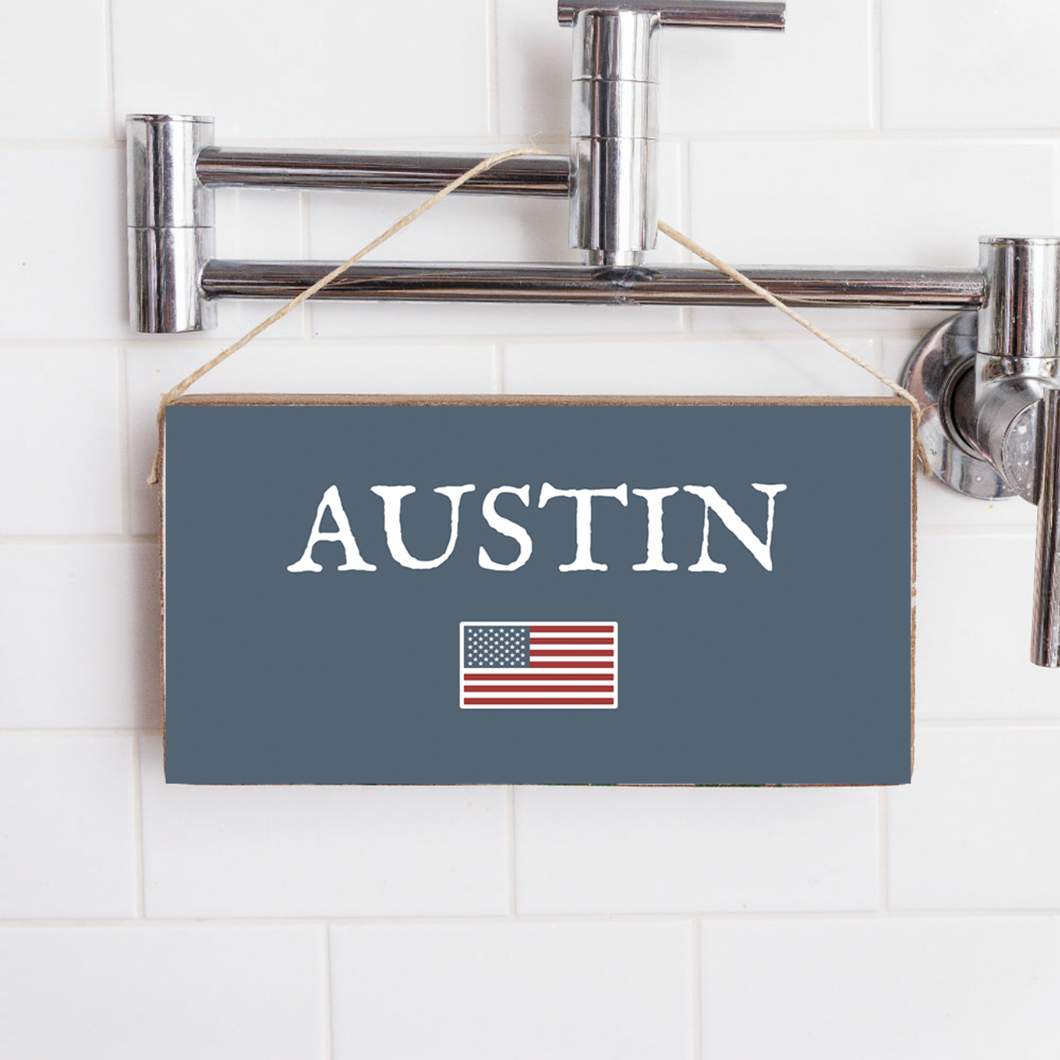 Personalized Flag Twine Hanging Sign