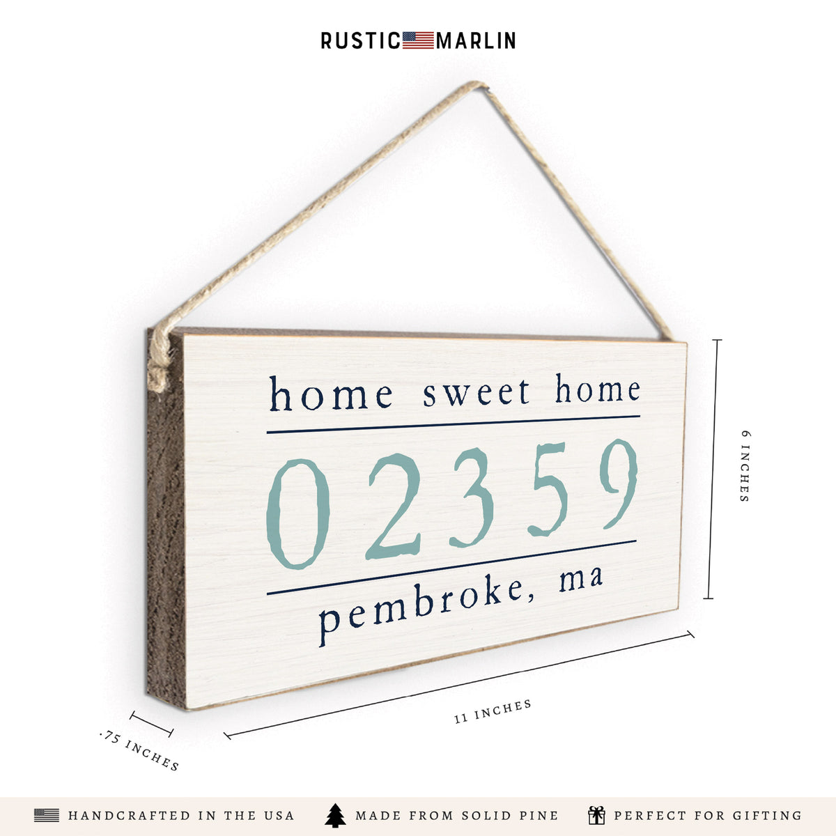 Home Sweet Home Zip Code Personalized Twine Sign