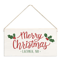 Merry Christmas Holly Personalized Twine Sign