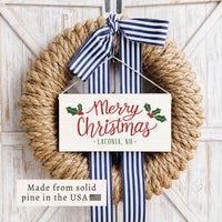 Merry Christmas Holly Personalized Twine Sign
