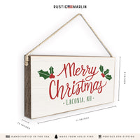 Merry Christmas Holly Personalized Twine Sign