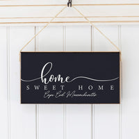 Dark Navy and White Home Sweet Home Personalized Twine Sign