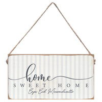 Blue and White Striped Home Sweet Home Personalized Twine Sign