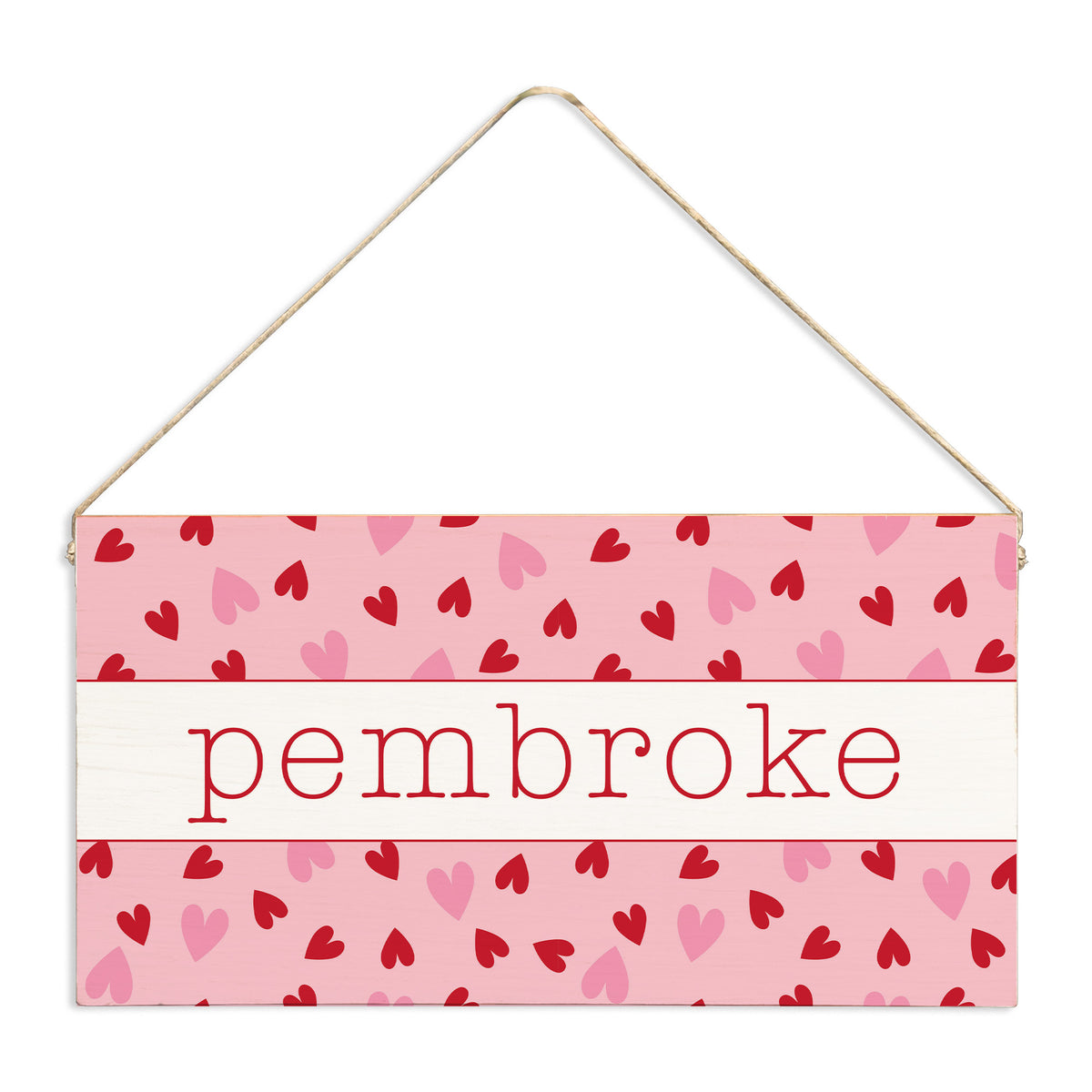 Valentine Hearts Personalized Twine Sign