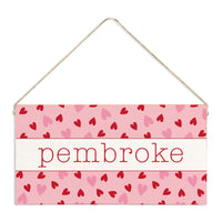 Valentine Hearts Personalized Twine Sign