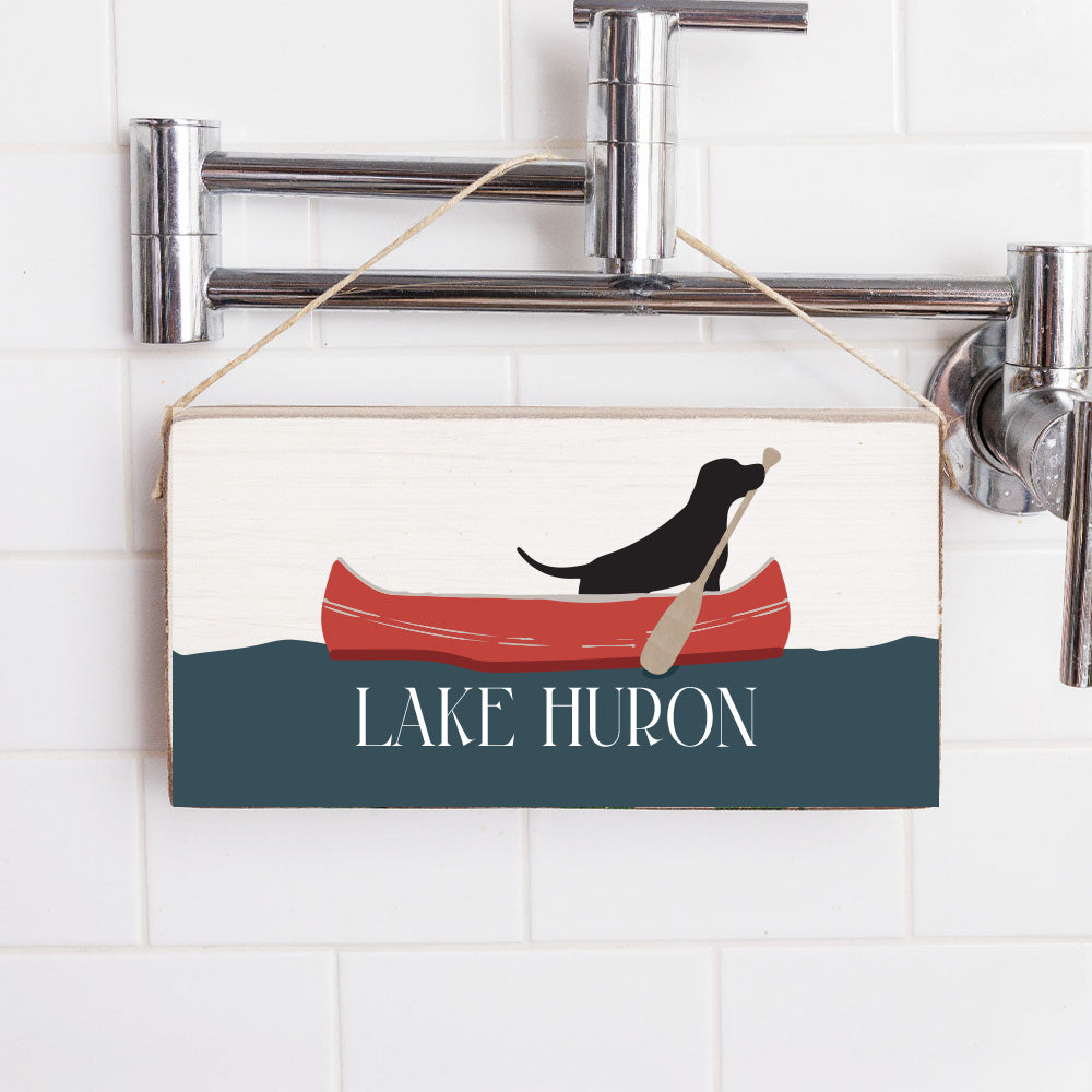 Black Lab Canoe Personalized Twine Sign