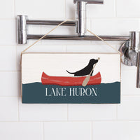 Black Lab Canoe Personalized Twine Sign