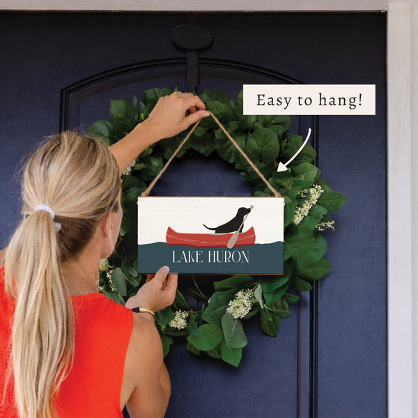 Dog Canoe Personalized Twine Sign