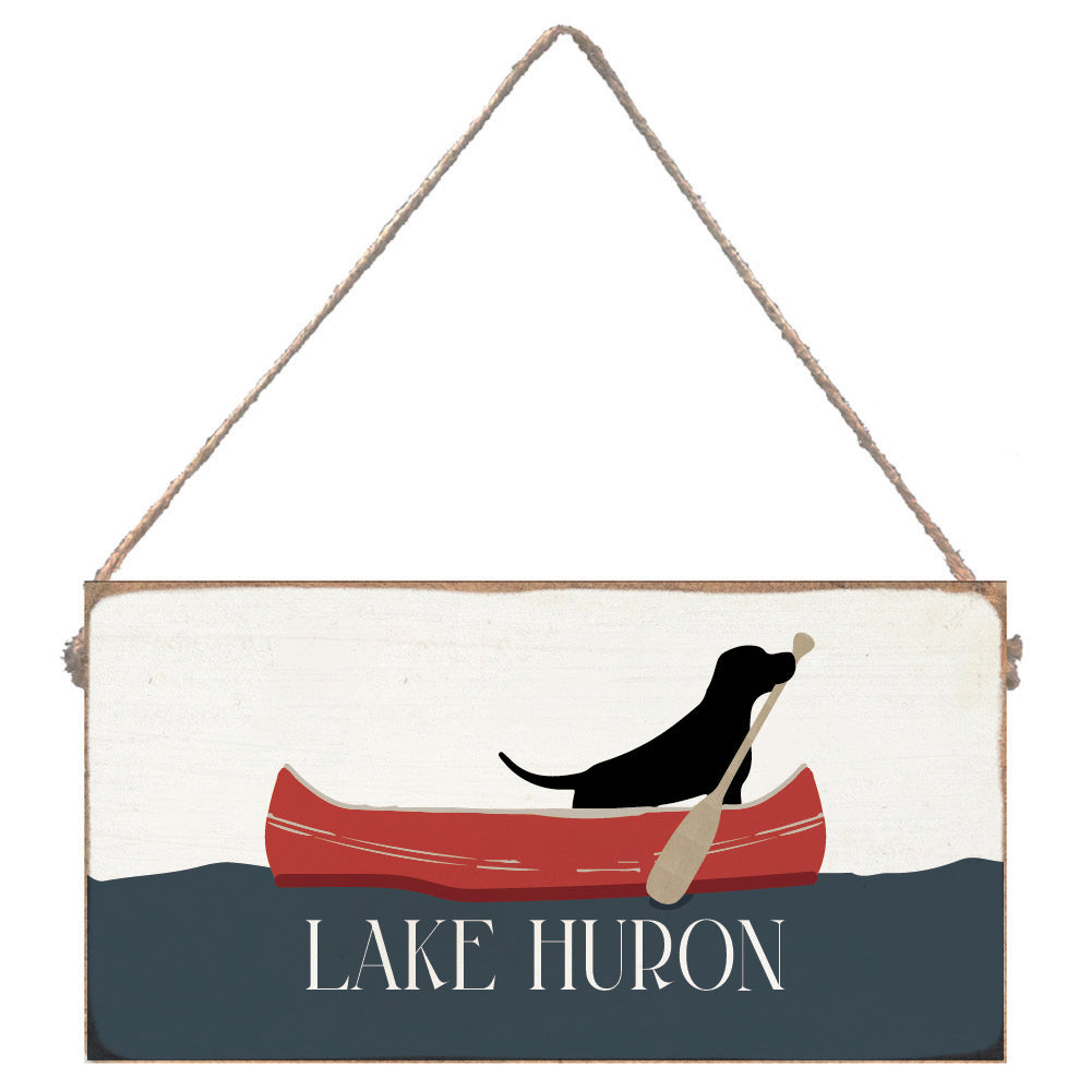 Black Lab Canoe Personalized Twine Sign