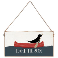 Black Lab Canoe Personalized Twine Sign