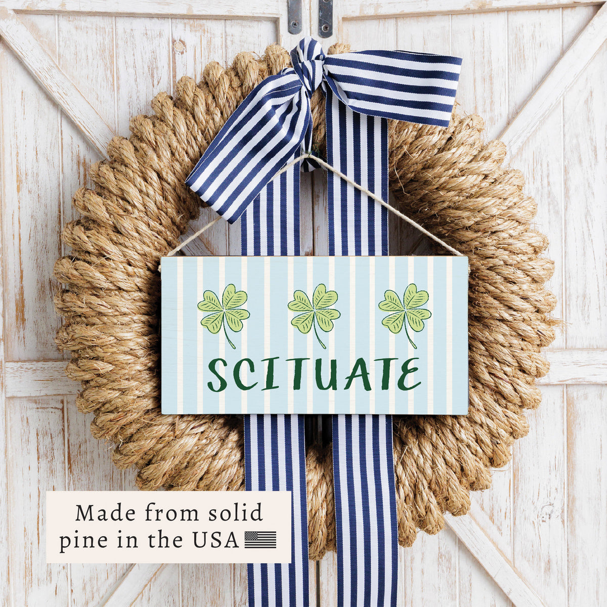 Preppy Shamrock Personalized Twine Sign