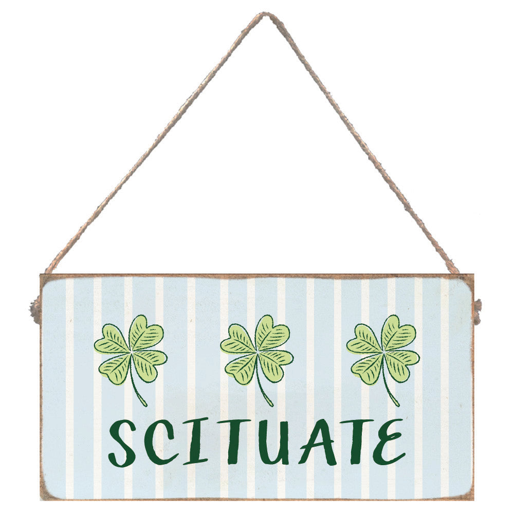 Blue Striped Shamrock Welcome Personalized Twine Sign
