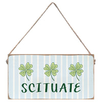 Blue Striped Shamrock Welcome Personalized Twine Sign