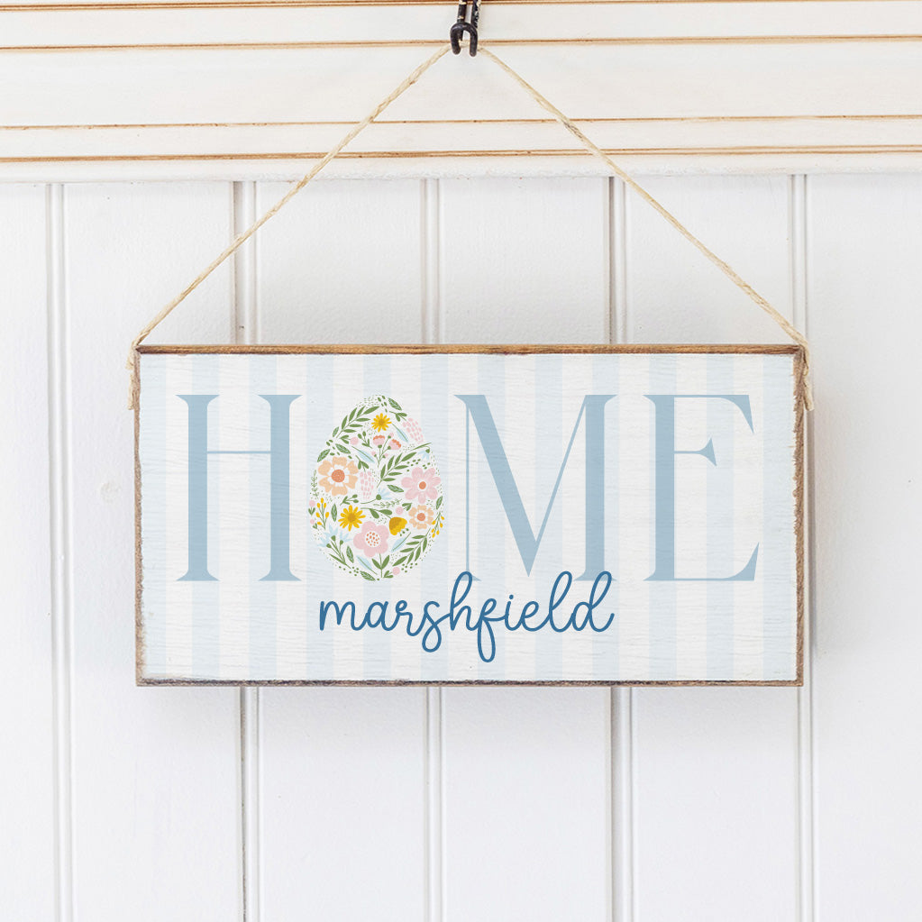 Personalized Welcome to Our Home Floral Easter Egg Twine Hanging Sign