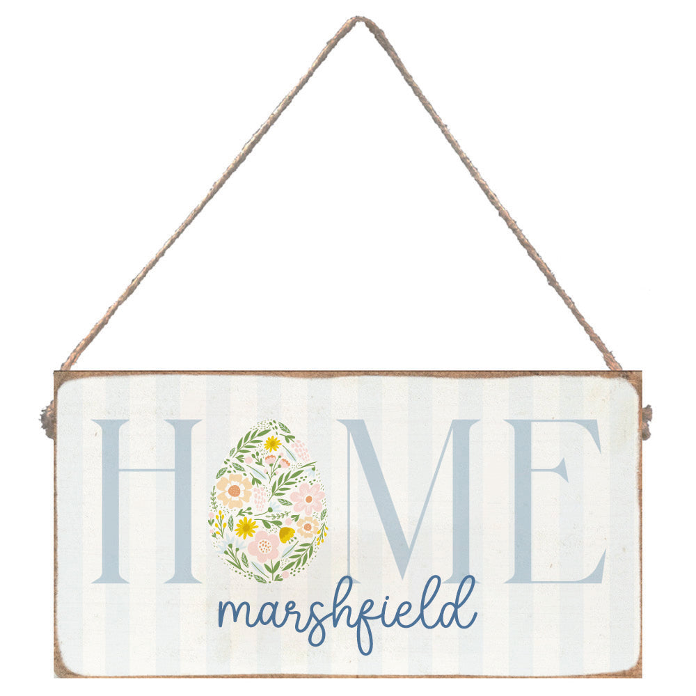Welcome to Our Home Floral Easter Egg Personalized Twine Sign