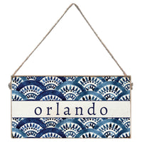 Boho Blue Fan Personalized Twine Sign