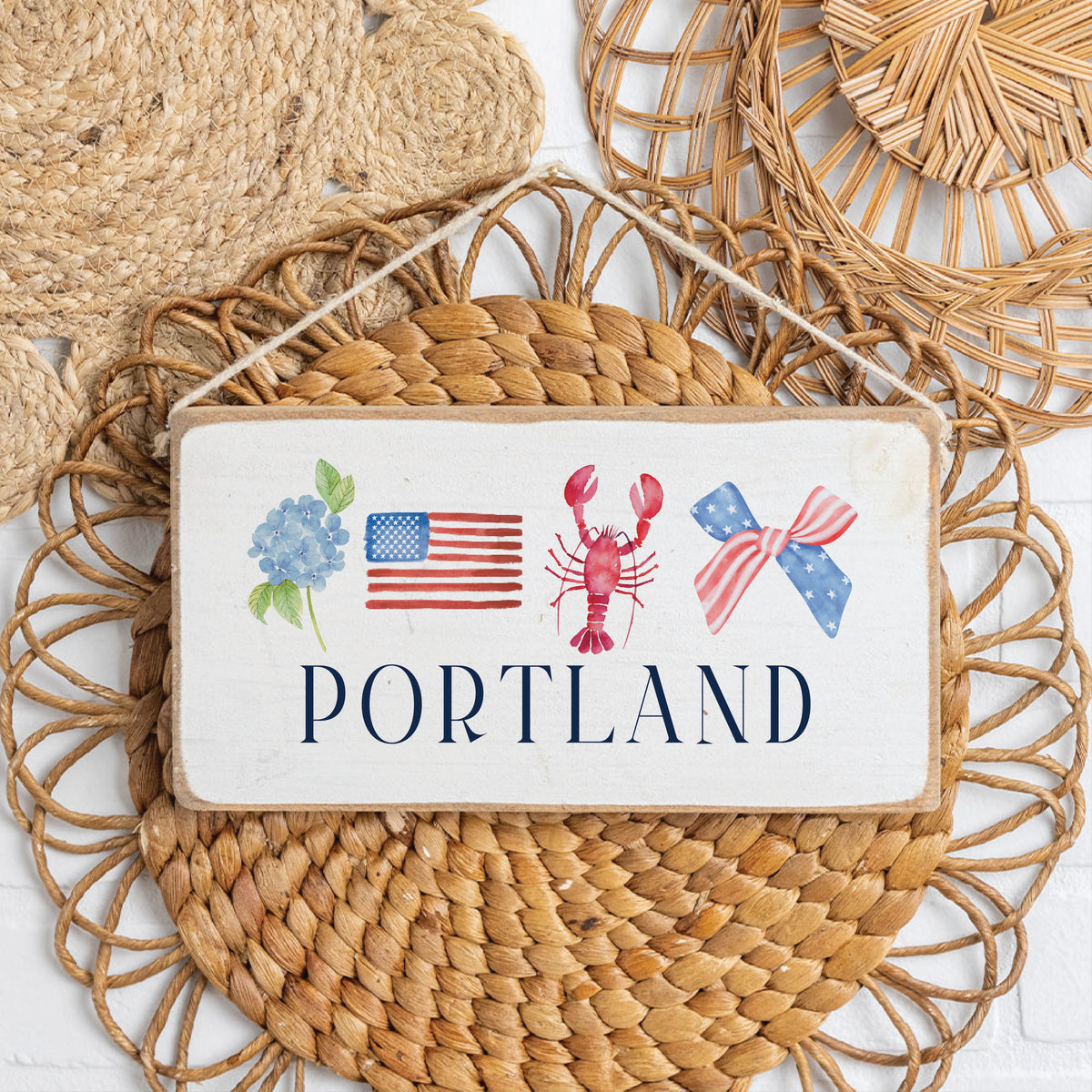 American Icons Personalized Twine Sign