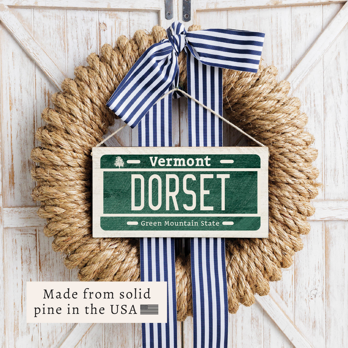 Vermont License Plate Personalized Twine Sign