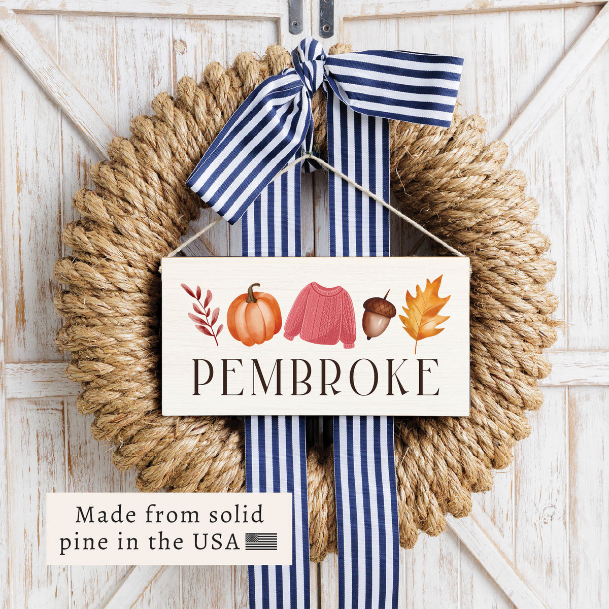 Fall Icons Personalized Twine Sign
