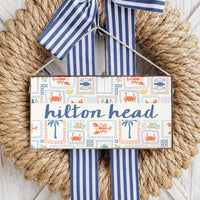 Seaside Tiles Personalized Twine Sign