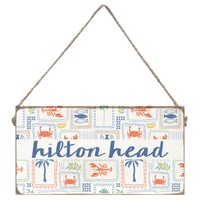 Seaside Tiles Personalized Twine Sign