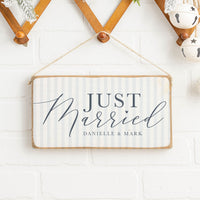 Just Married Striped Personalized Twine Sign