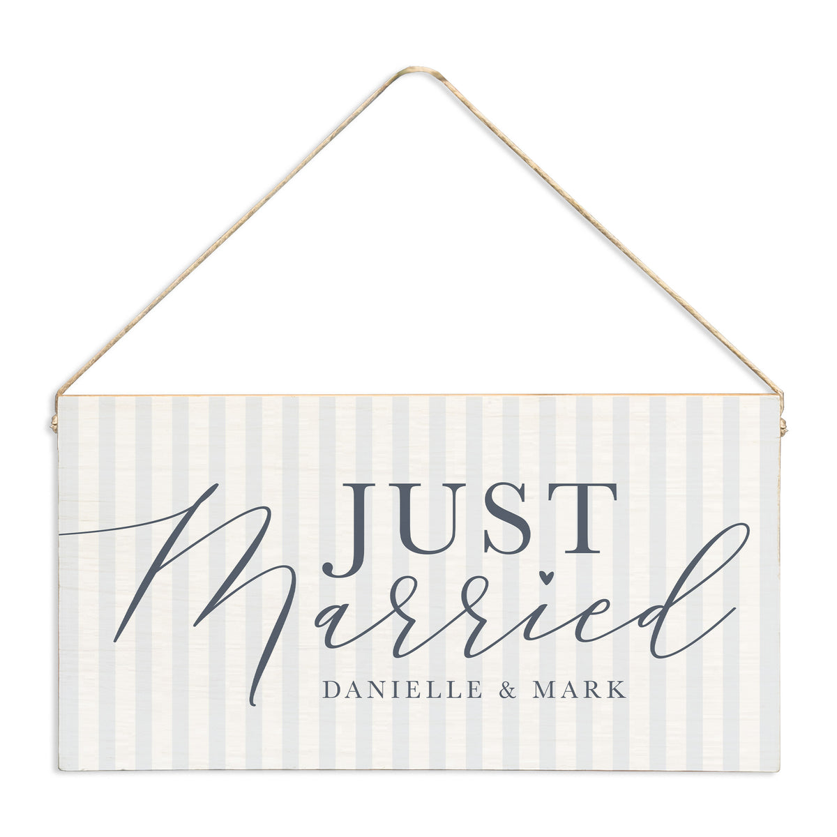 Just Married Striped Personalized Twine Sign