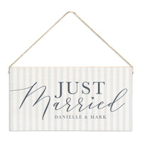 Just Married Striped Personalized Twine Sign