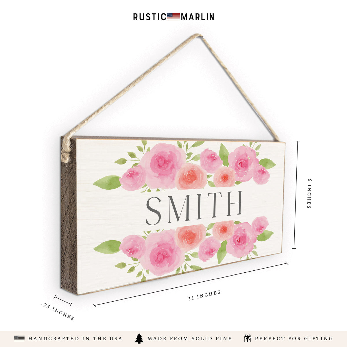 Roses Personalized Twine Sign